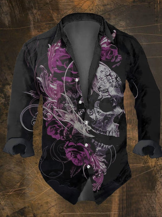 Langarmhemd für Herren mit Vintage-Wikinger-Print 