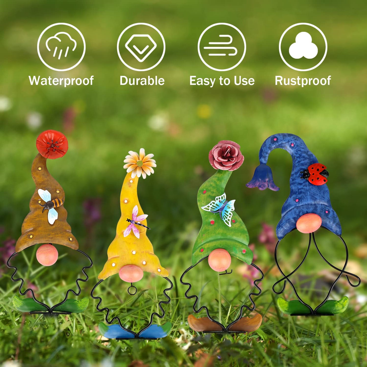 Spring Metal Gnome Garden Decoration