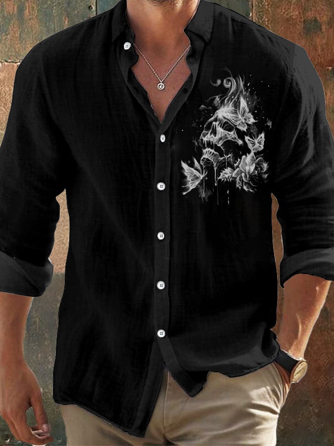 Herren Vintage Skull Faith Langarmhemd 