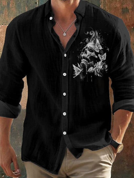 Herren Vintage Skull Faith Langarmhemd 