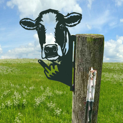 Animal metal art showing middle finger
