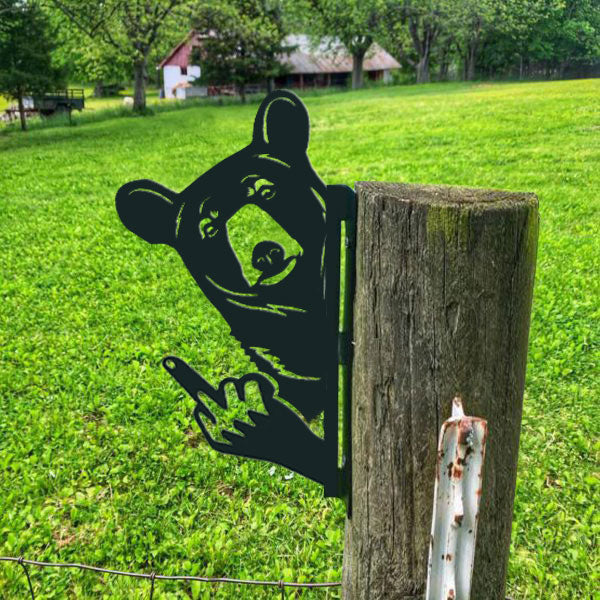 Animal metal art showing middle finger