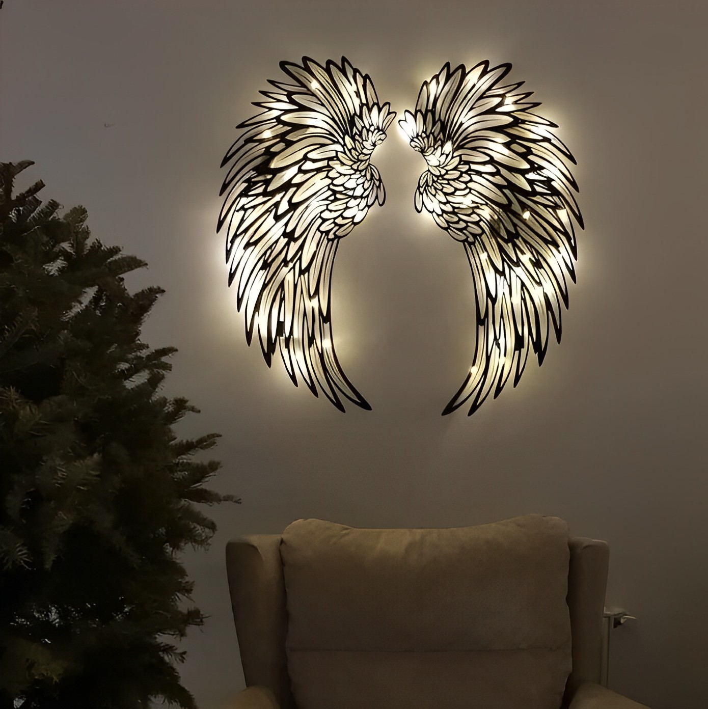 1 Pair Angel Wings Metal Wall Art