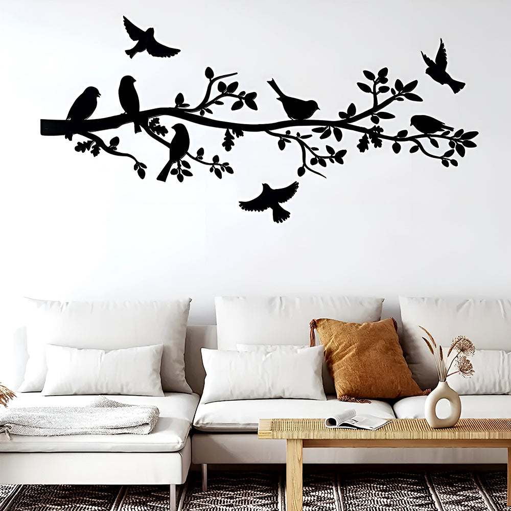 2 Pcs Simple Birds On The Tree Stopping Art Silhouette Decorative Wall Metal
