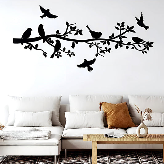 2 Pcs Simple Birds On The Tree Stopping Art Silhouette Decorative Wall Metal