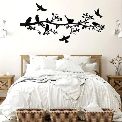 2 Pcs Simple Birds On The Tree Stopping Art Silhouette Decorative Wall Metal