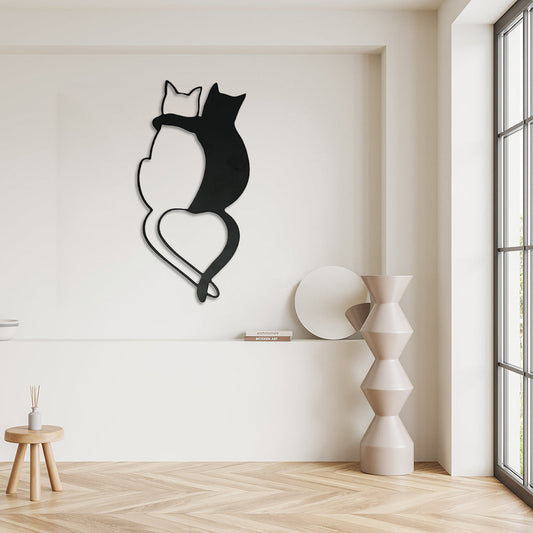 Black And White Cat Metal Wall Art Decoration