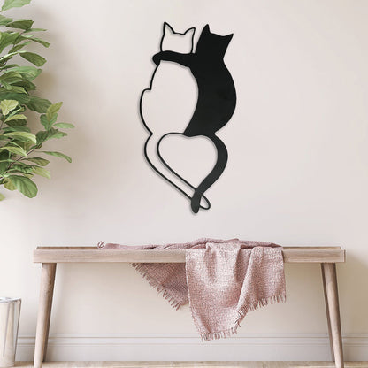 Black And White Cat Metal Wall Art Decoration