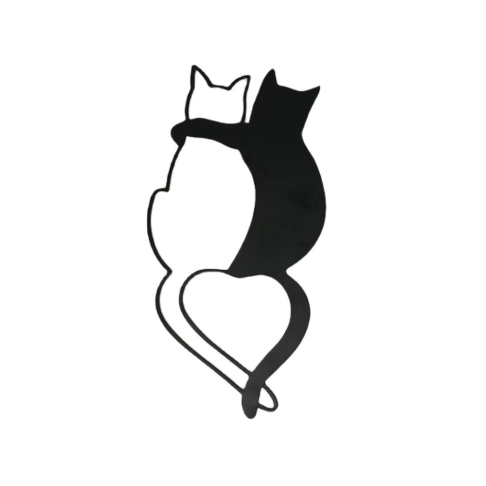 Black And White Cat Metal Wall Art Decoration