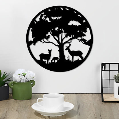 Metal Deer Decor Tree of Life Metal Wall Art