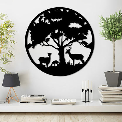 Metal Deer Decor Tree of Life Metal Wall Art