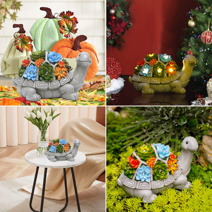 Solar Turtle Statue - Garden Decoration Outdoor Statue Succulent Plant Pot