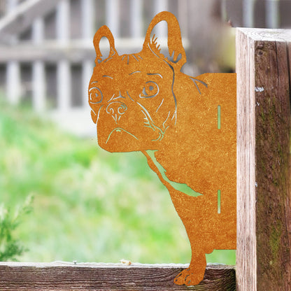 Bulldog Farm Peeping Animal Outdoor Metal Garden Art