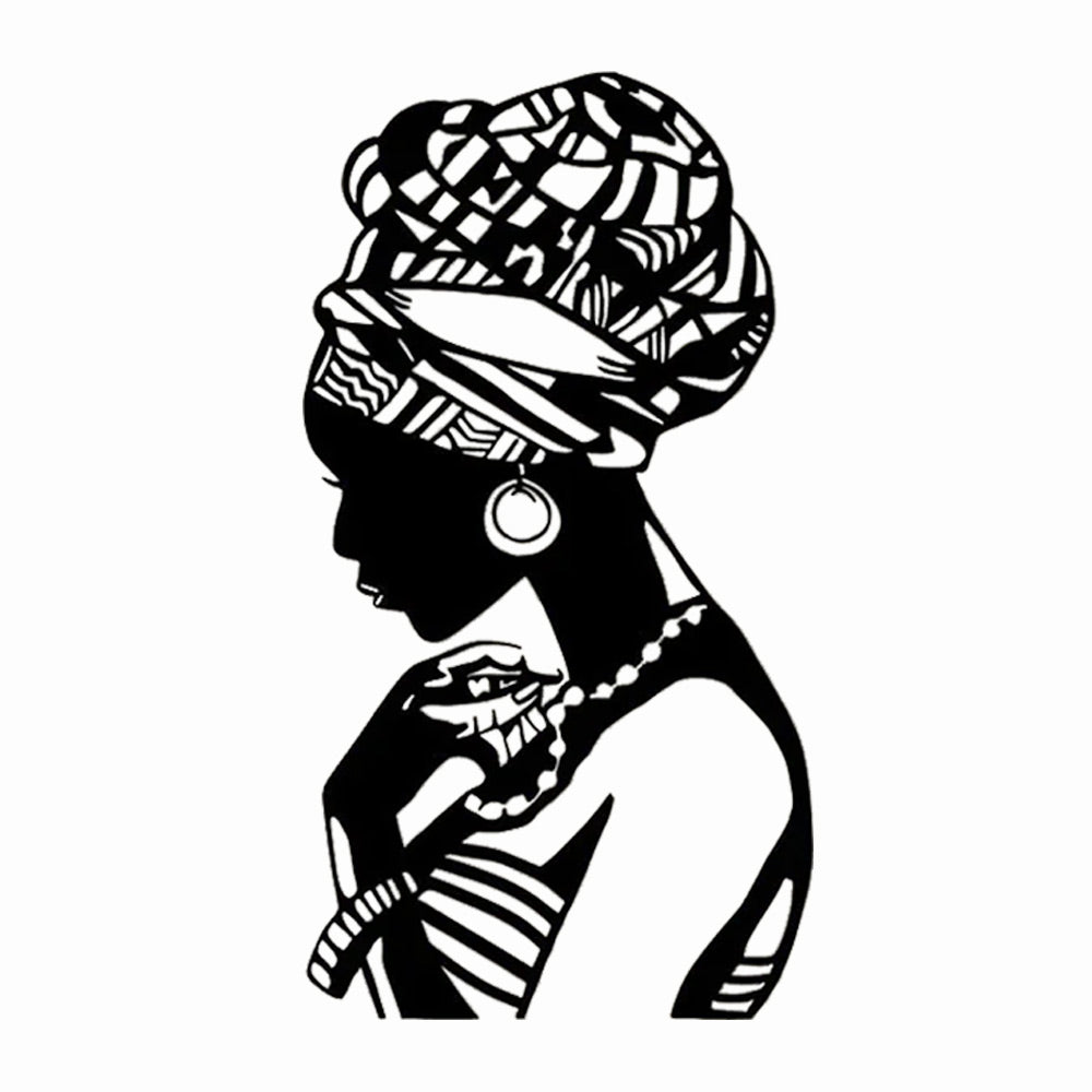 African Woman Metal Wall Art With Led Lights