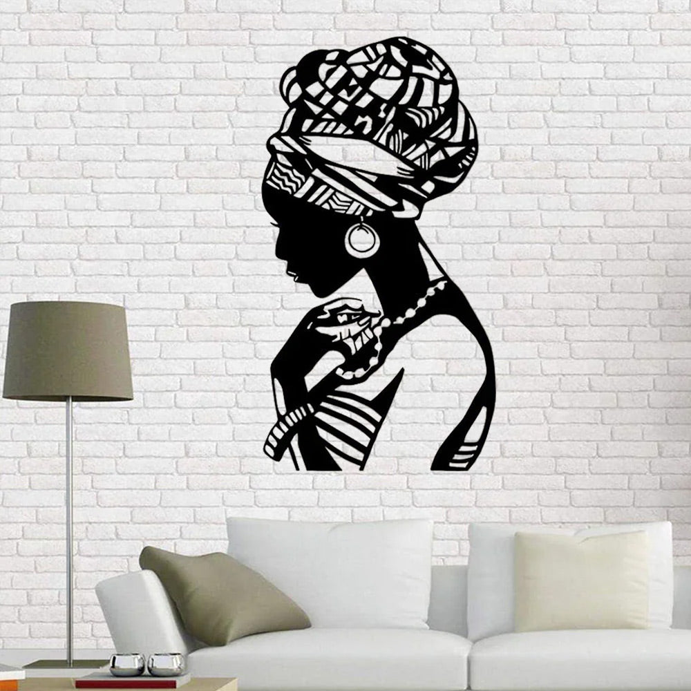 African Woman Metal Wall Art With Led Lights
