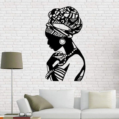 African Woman Metal Wall Art With Led Lights