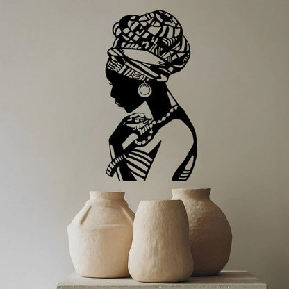 African Woman Metal Wall Art With Led Lights