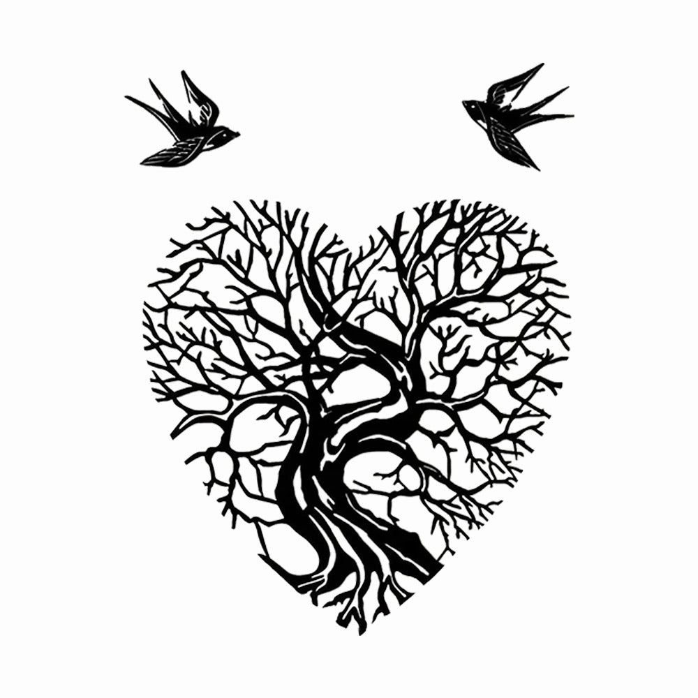 Birds and Heart-Shaped Tree of Life Metal Wall Art