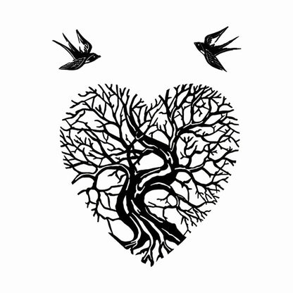 Birds and Heart-Shaped Tree of Life Metal Wall Art