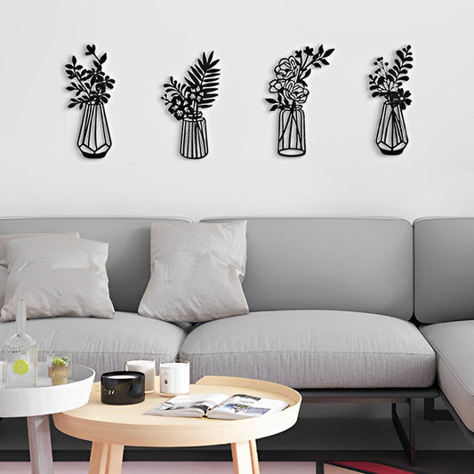 Flower Vase Silhouette Metal Wall Art