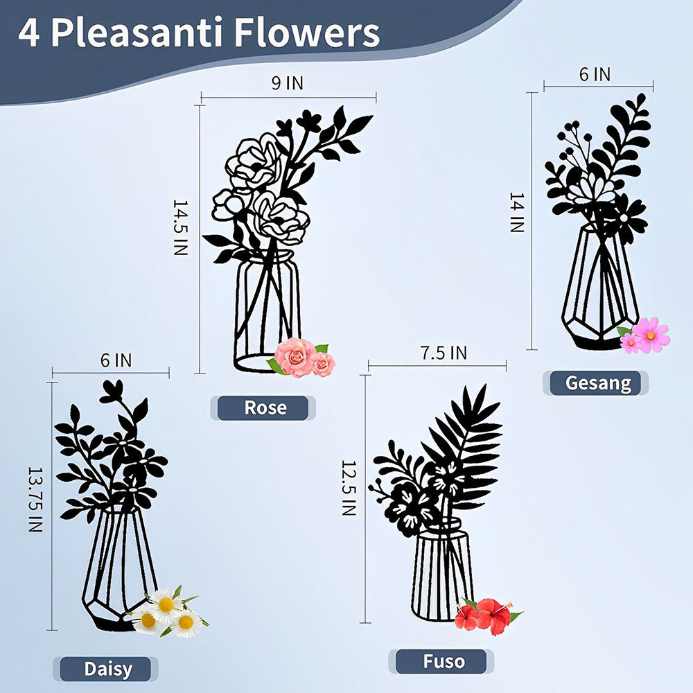 Flower Vase Silhouette Metal Wall Art