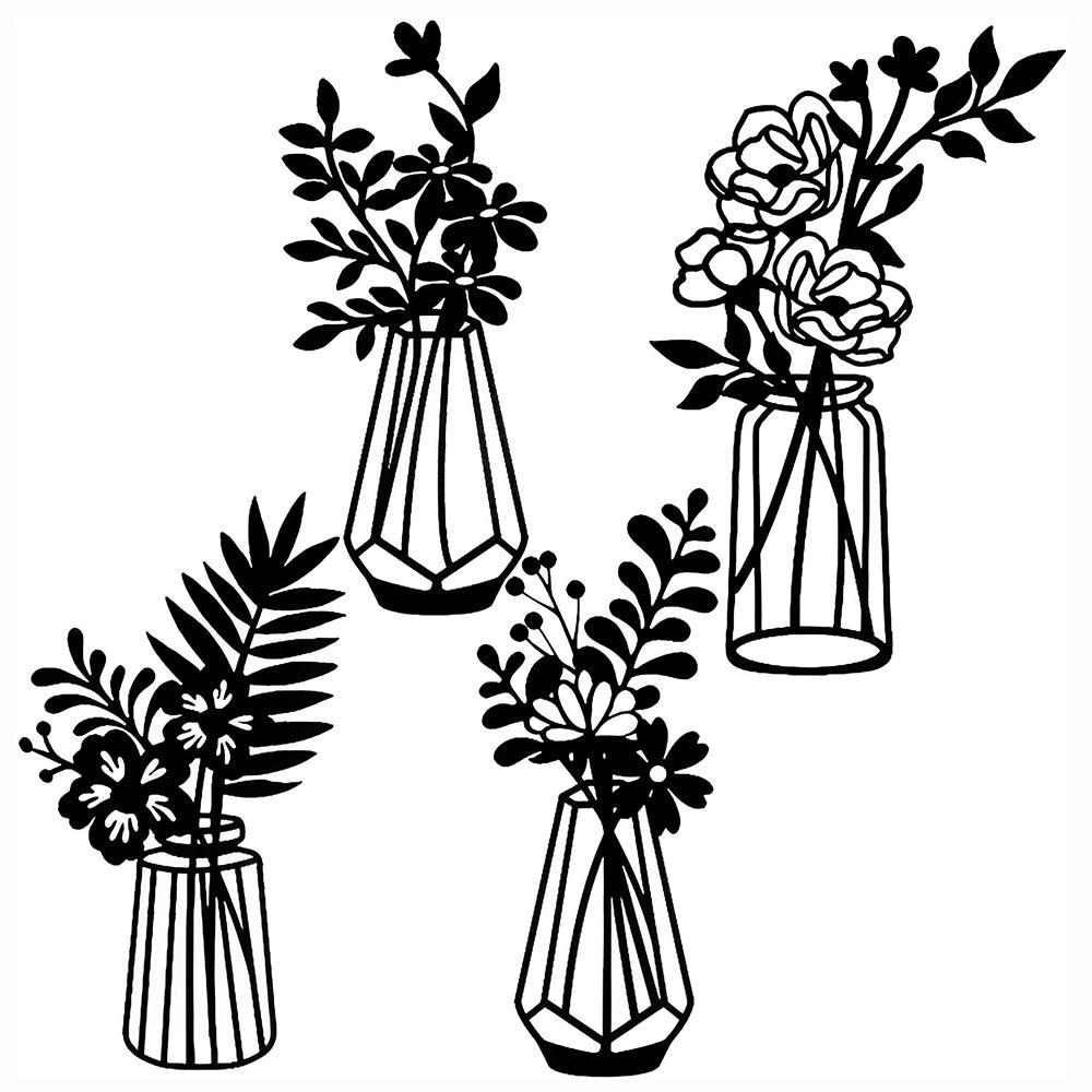 Flower Vase Silhouette Metal Wall Art