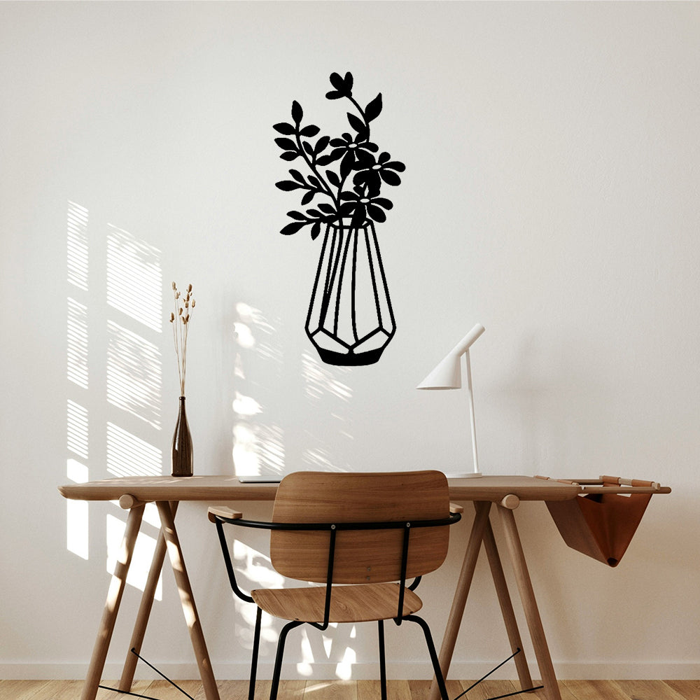 Flower Vase Silhouette Metal Wall Art