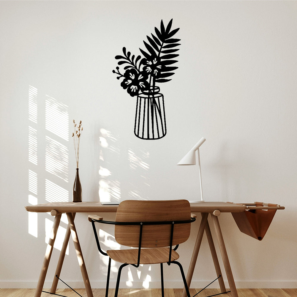 Flower Vase Silhouette Metal Wall Art