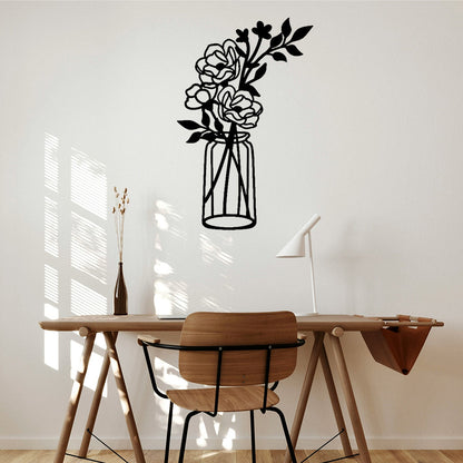 Flower Vase Silhouette Metal Wall Art