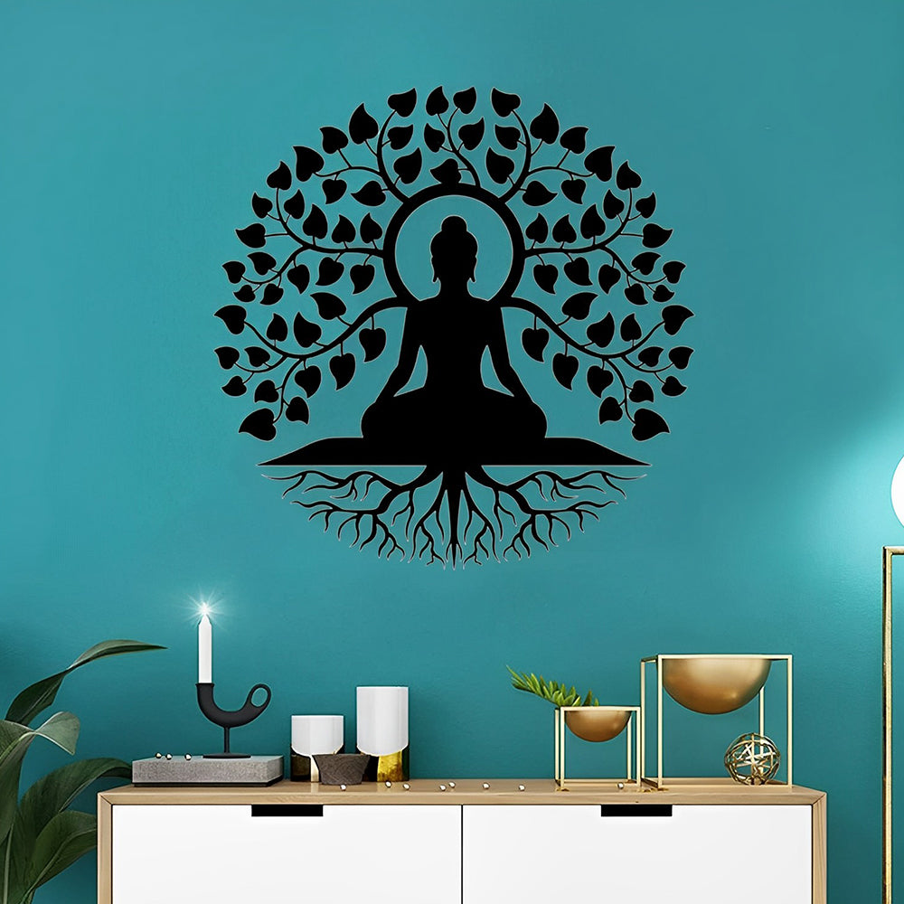 Buddha Tree of Life Yoga Meditation Metal Wall Art