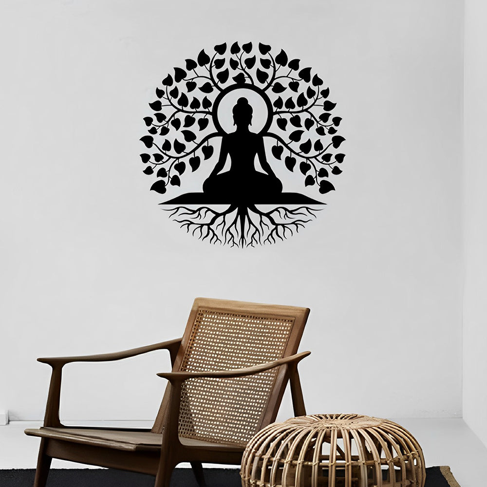 Buddha Tree of Life Yoga Meditation Metal Wall Art
