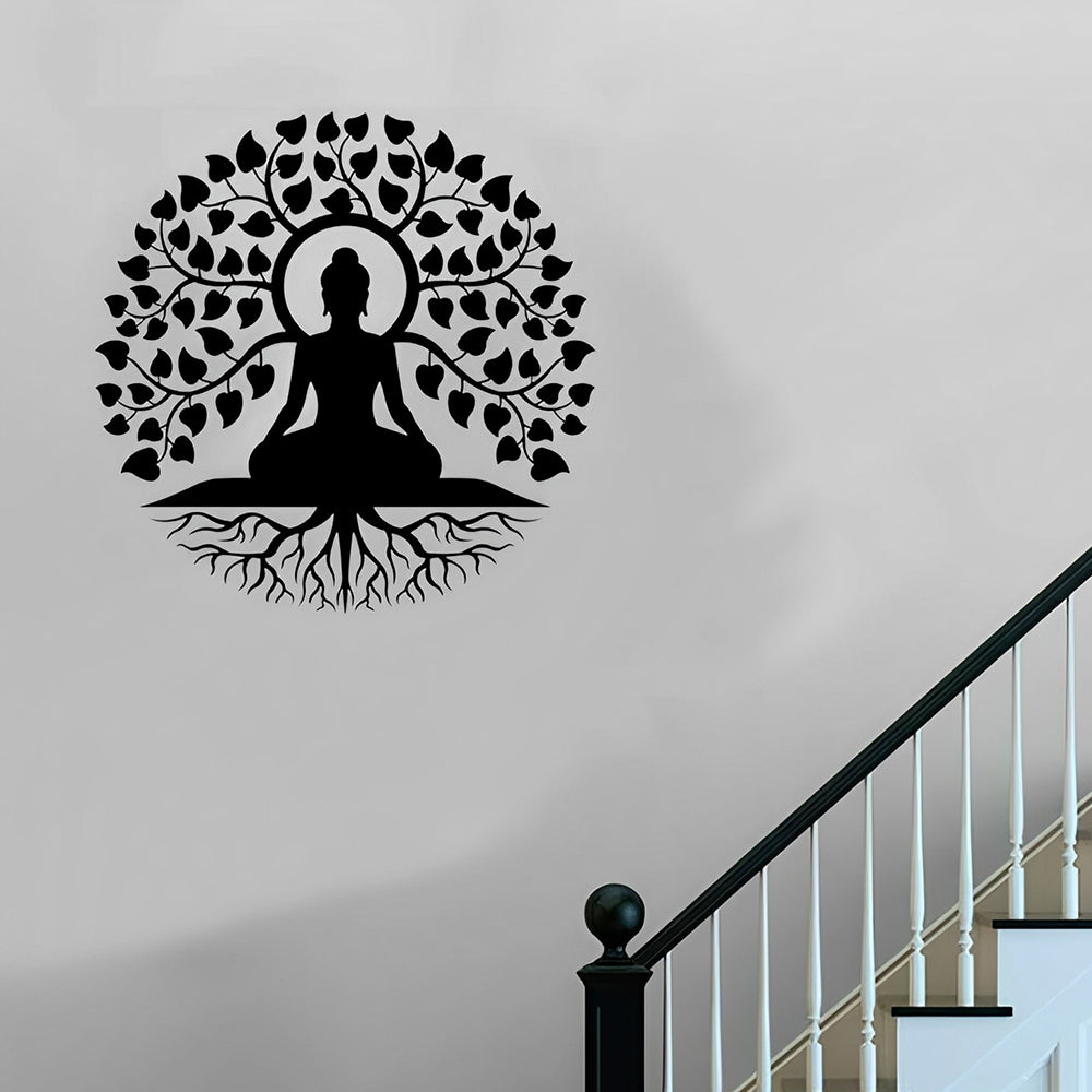 Buddha Tree of Life Yoga Meditation Metal Wall Art