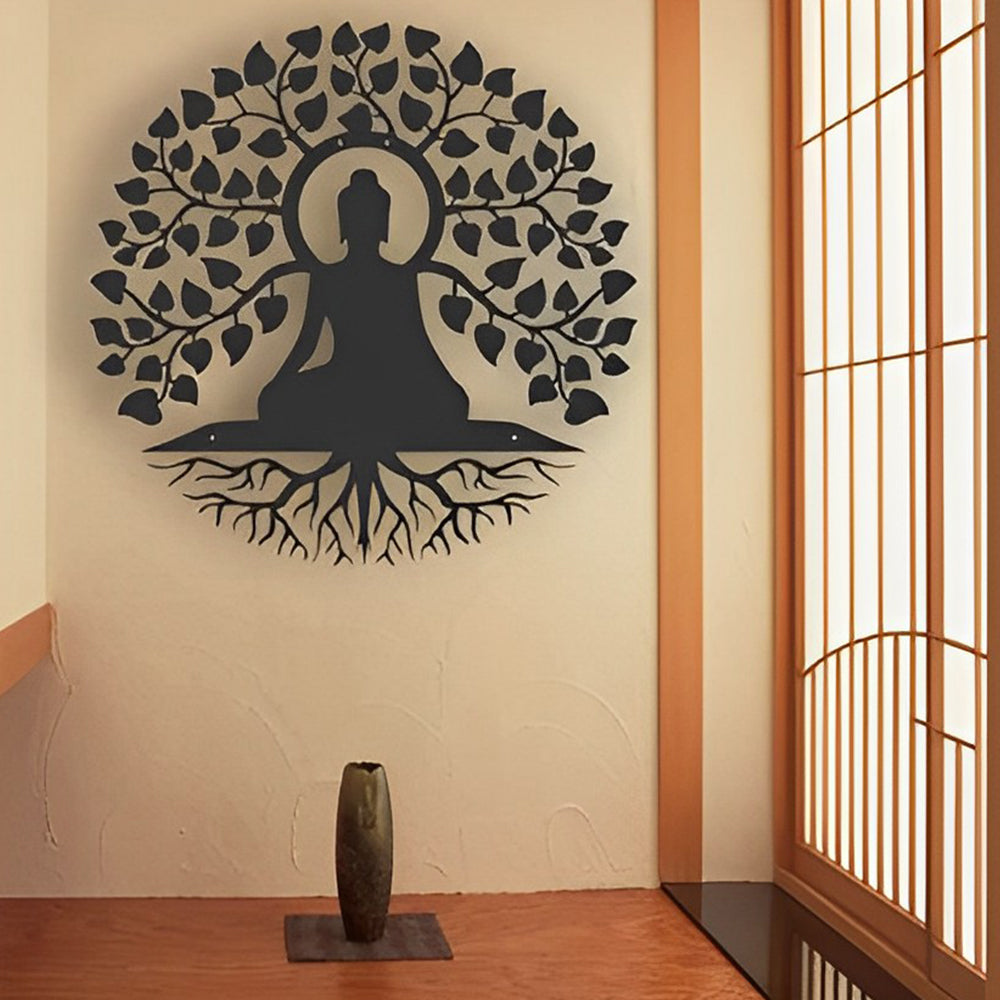 Buddha Tree of Life Yoga Meditation Metal Wall Art