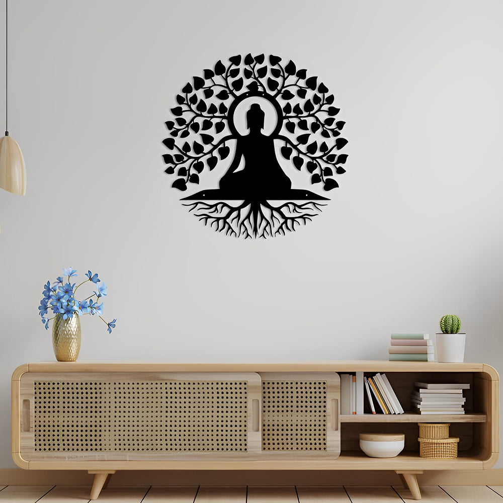 Buddha Tree of Life Yoga Meditation Metal Wall Art