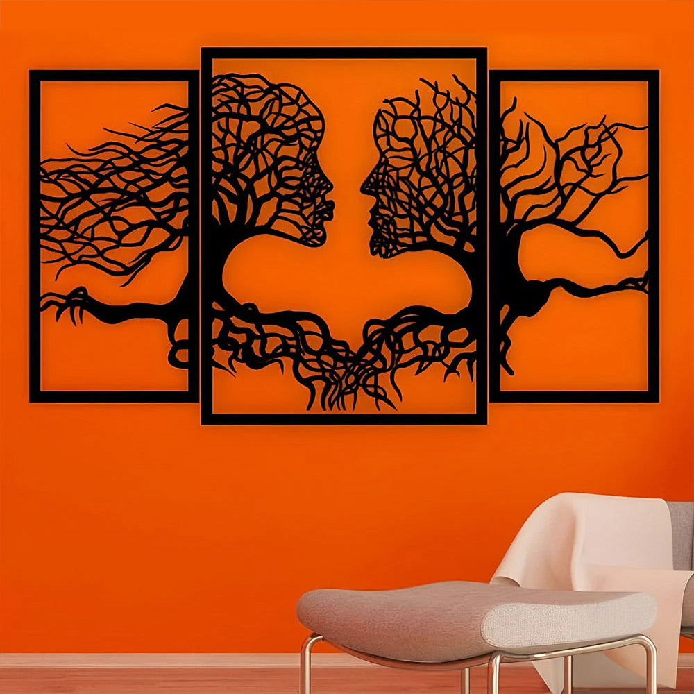 3 Pcs Kissing Tree of Life Metal Wall Art