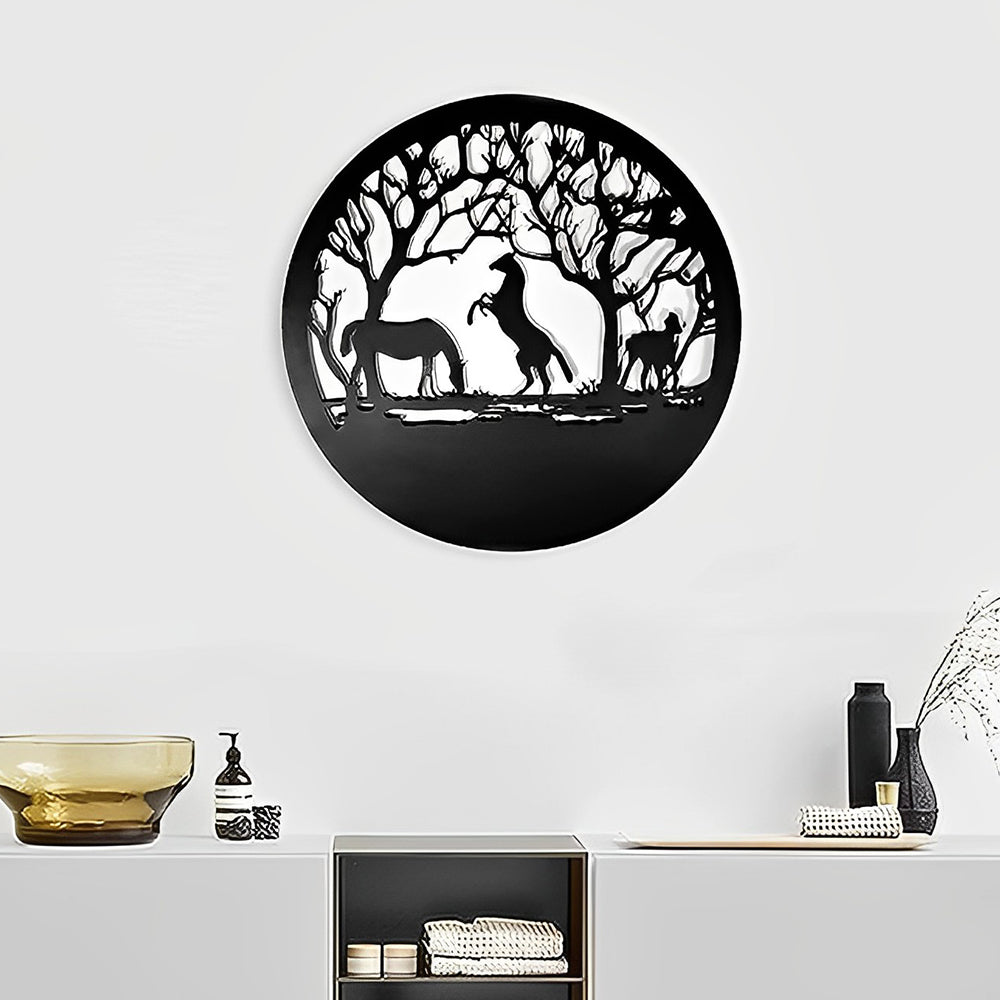 Three Horses Tree of Life Metal Wall Art