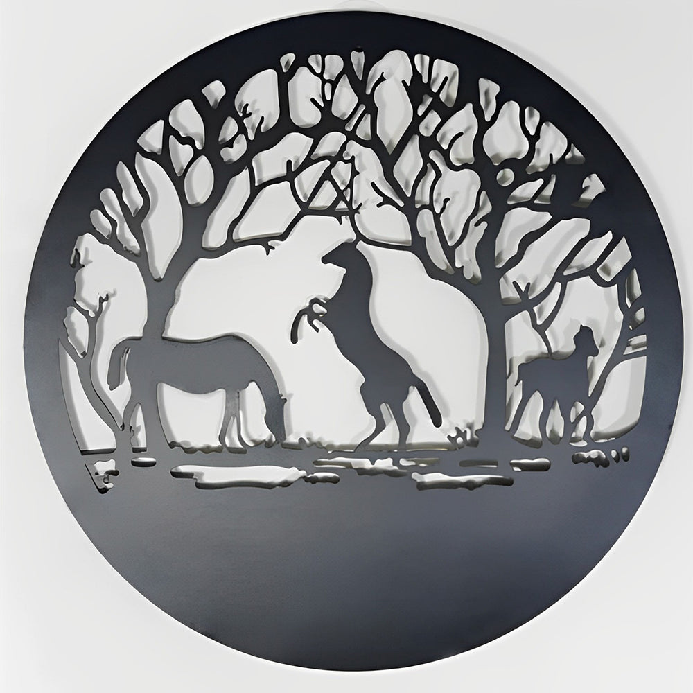 Three Horses Tree of Life Metal Wall Art