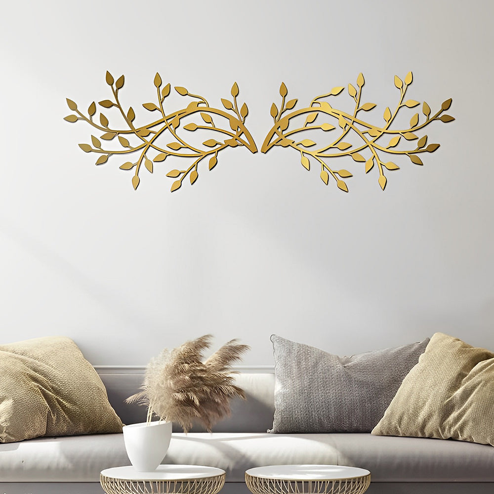 2 Pcs Olive Tree Branch Metal Wall Art