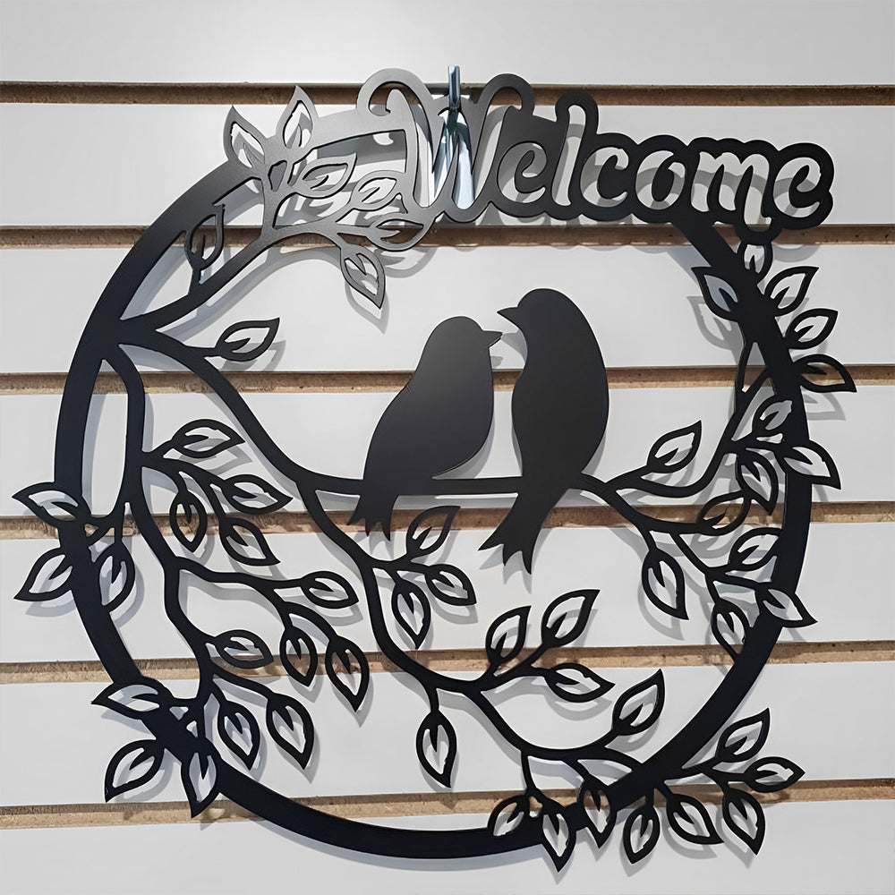 Welcome Lovebirds Metal Wall Art