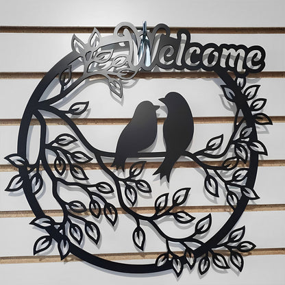 Welcome Lovebirds Metal Wall Art