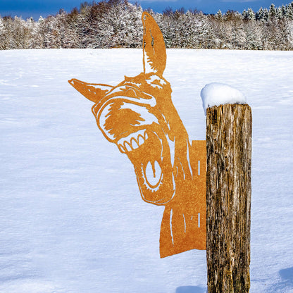 Growling Donkey Farm Peeping Animal Outdoor Metal Garden Art
