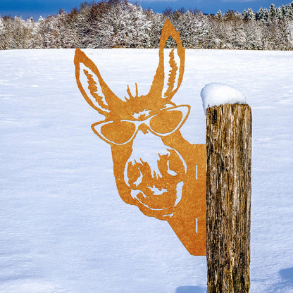 Donkey with Sunglasses Farm Peeping Animal Outdoor Metal Garden Art