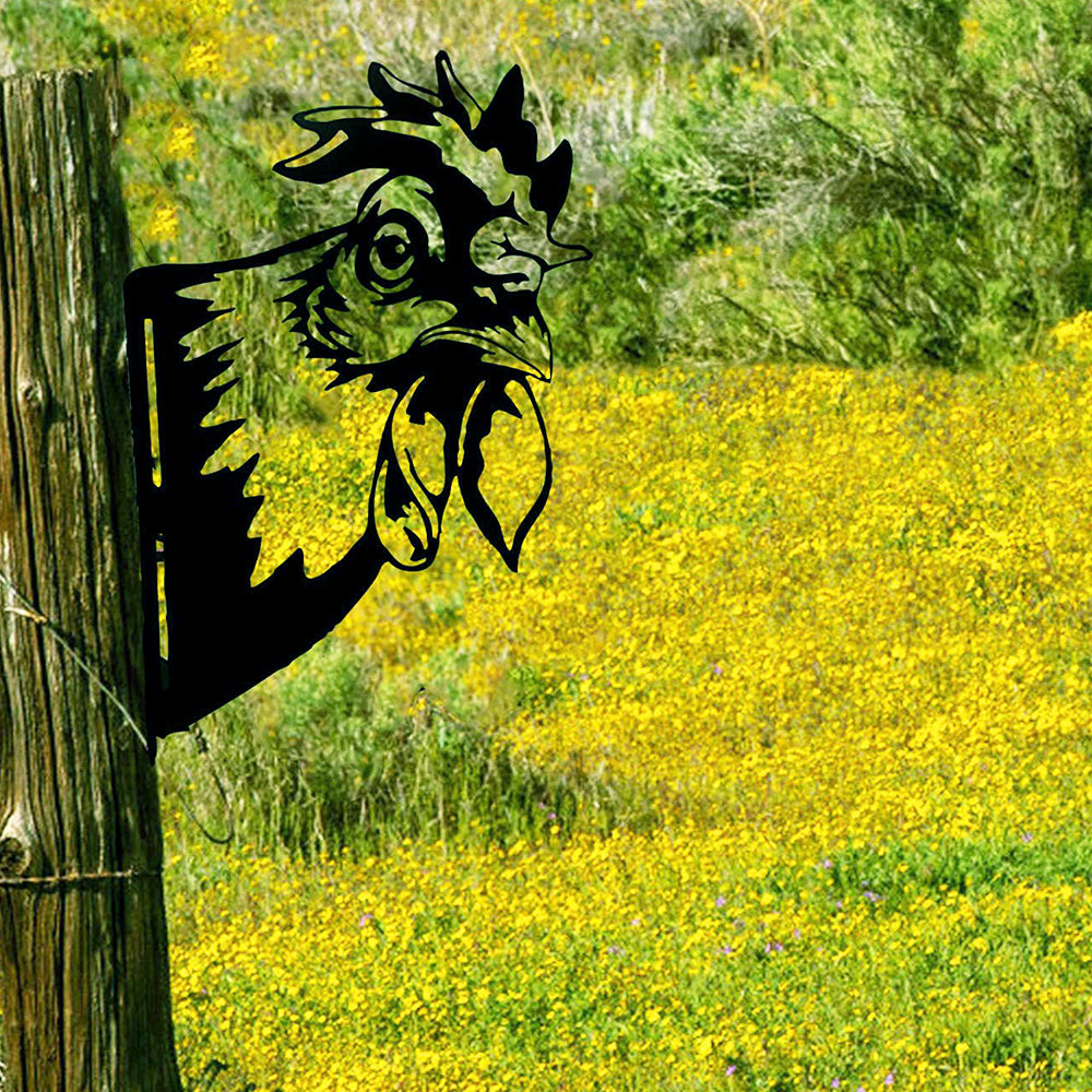 Rooster Farm Peeping Animal Outdoor Metal Garden Art
