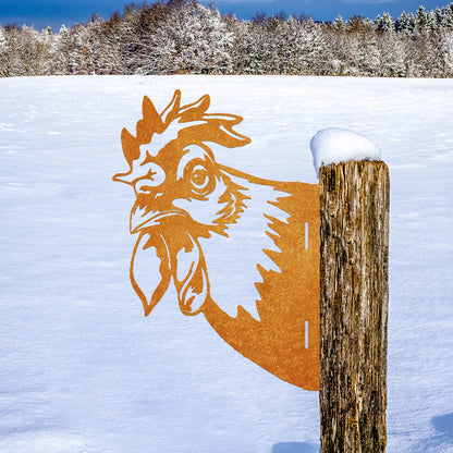 Rooster Farm Peeping Animal Outdoor Metal Garden Art
