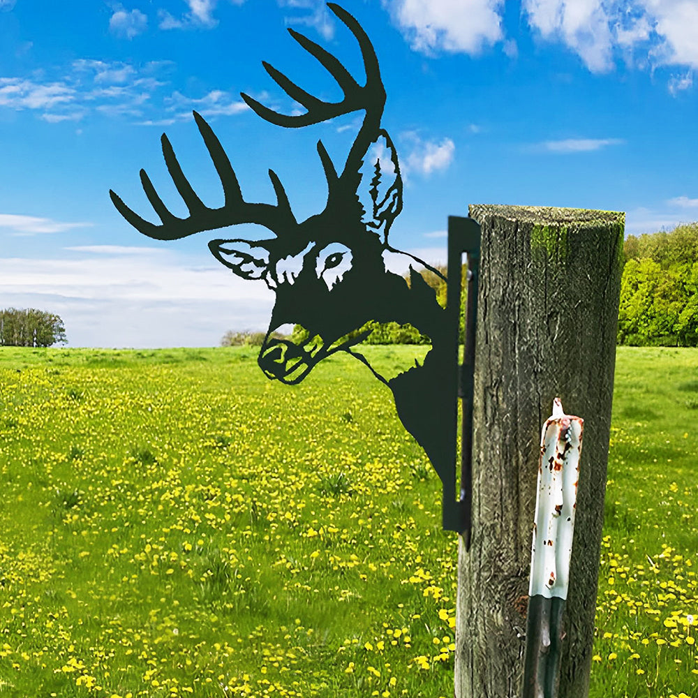 Reindeer Farm Peeping Animal Outdoor Metal Garden Art