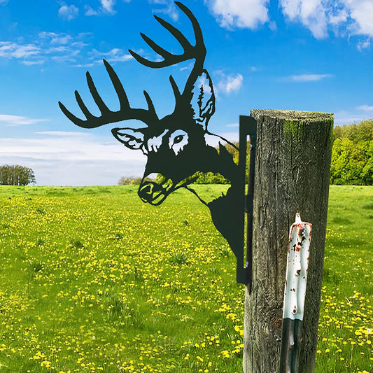 Reindeer Farm Peeping Animal Outdoor Metal Garden Art