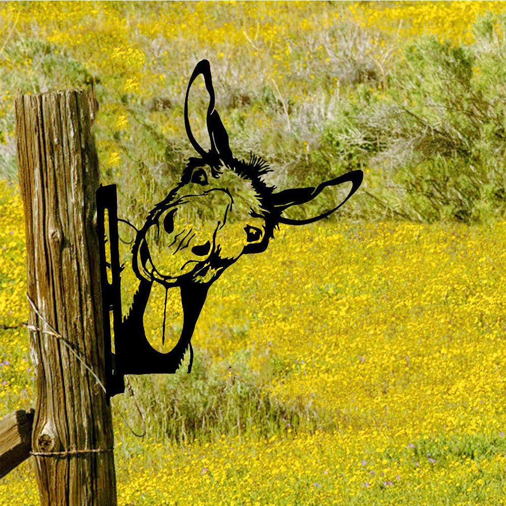 Naughty Donkey Farm Peeping Animal Outdoor Metal Garden Art
