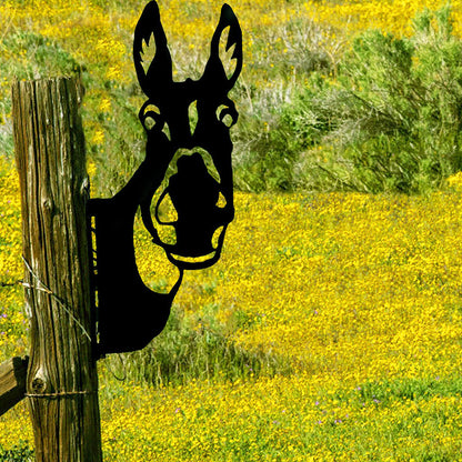 Donkey Farm Peeping Animal Outdoor Metal Garden Art