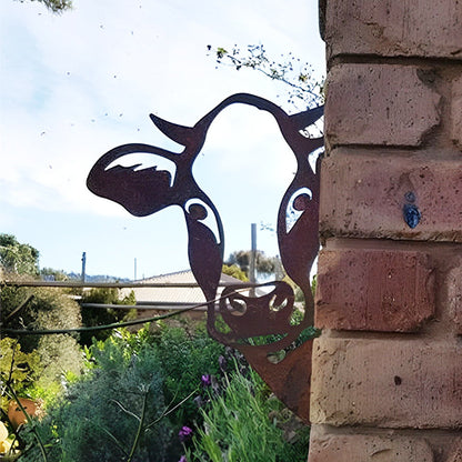 Cow Farm Peeping Animal Outdoor Metal Garden Art