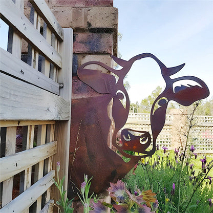 Cow Farm Peeping Animal Outdoor Metal Garden Art